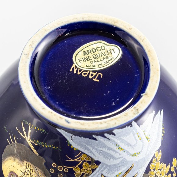 Ardco Vintage Japanese Porcelain Urn – Cobalt Blue & Gold Peacock Ginger Jar - Picture 6 of 6